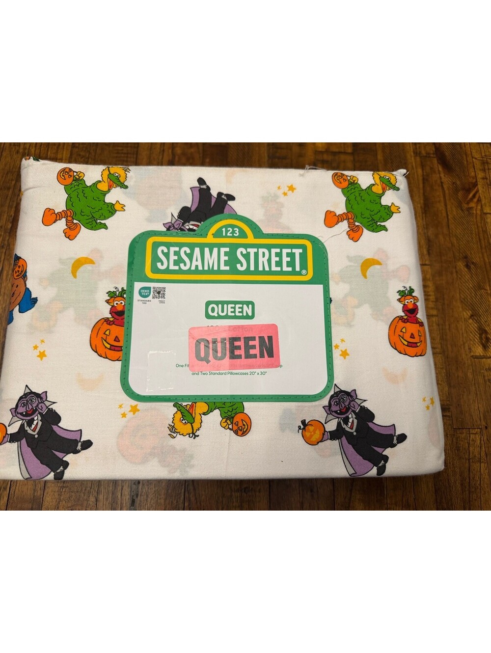 Sesame Street Halloween Queen Sheet Set 100% Cotton 4pc Elmo Cookie Monster READ